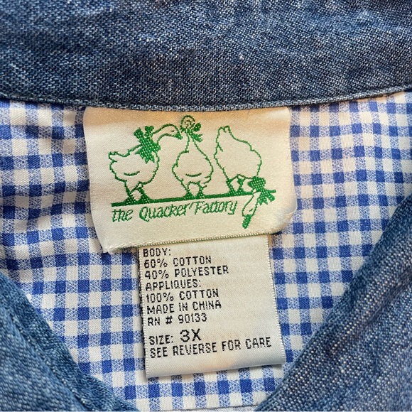 The‎ Quacker Factory Gingham Teacup Plate China Button Up Long Sleeve Size 3XL - Picture 3 of 7